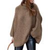 imagePRETTYGARDEN Womens Winter Turtleneck Oversized Sweaters Long Sleeve Chunky Knit Slouchy Pullover Sweater TopsLight Brown