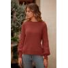 imagePRETTYGARDEN Womens 2025 Winter Pullover Sweater Casual Long Sleeve Crewneck Loose Chunky Knit Jumper Tops BlouseBrick Red