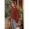 imagePRETTYGARDEN Womens 2025 Winter Pullover Sweater Casual Long Sleeve Crewneck Loose Chunky Knit Jumper Tops BlouseBrick Red