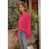 imagePRETTYGARDEN Womens 2025 Winter Pullover Sweater Casual Long Sleeve Crewneck Loose Chunky Knit Jumper Tops BlouseRose Red