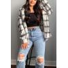 imagePRETTYGARDEN Womens Fall Clothes Plaid Shacket Jacket Trendy Casual Long Sleeve Button Down Flannel Shirts Fashion BlouseBlack