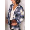 imagePRETTYGARDEN Womens Fall Clothes Plaid Shacket Jacket Trendy Casual Long Sleeve Button Down Flannel Shirts Fashion BlouseBlue