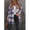 imagePRETTYGARDEN Womens Fall Clothes Plaid Shacket Jacket Trendy Casual Long Sleeve Button Down Flannel Shirts Fashion BlouseBlue