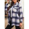 imagePRETTYGARDEN Womens Fall Clothes Plaid Shacket Jacket Trendy Casual Long Sleeve Button Down Flannel Shirts Fashion BlouseBlue
