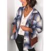 imagePRETTYGARDEN Womens Fall Clothes Plaid Shacket Jacket Trendy Casual Long Sleeve Button Down Flannel Shirts Fashion BlouseBlue