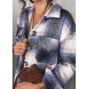 imagePRETTYGARDEN Womens Fall Clothes Plaid Shacket Jacket Trendy Casual Long Sleeve Button Down Flannel Shirts Fashion BlouseBlue