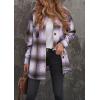 imagePRETTYGARDEN Womens Fall Clothes Plaid Shacket Jacket Trendy Casual Long Sleeve Button Down Flannel Shirts Fashion BlouseBrown