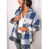 imagePRETTYGARDEN Womens Fall Clothes Plaid Shacket Jacket Trendy Casual Long Sleeve Button Down Flannel Shirts Fashion BlouseDark Blue