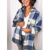 imagePRETTYGARDEN Womens Fall Clothes Plaid Shacket Jacket Trendy Casual Long Sleeve Button Down Flannel Shirts Fashion BlouseDark Blue