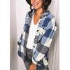 imagePRETTYGARDEN Womens Fall Clothes Plaid Shacket Jacket Trendy Casual Long Sleeve Button Down Flannel Shirts Fashion BlouseDark Blue