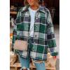 imagePRETTYGARDEN Womens Fall Clothes Plaid Shacket Jacket Trendy Casual Long Sleeve Button Down Flannel Shirts Fashion BlouseGreen
