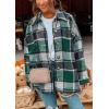 imagePRETTYGARDEN Womens Fall Clothes Plaid Shacket Jacket Trendy Casual Long Sleeve Button Down Flannel Shirts Fashion BlouseGreen