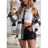 imagePRETTYGARDEN Womens Fall Clothes Plaid Shacket Jacket Trendy Casual Long Sleeve Button Down Flannel Shirts Fashion BlouseGrey