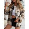 imagePRETTYGARDEN Womens Fall Clothes Plaid Shacket Jacket Trendy Casual Long Sleeve Button Down Flannel Shirts Fashion BlouseKhaki