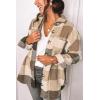 imagePRETTYGARDEN Womens Fall Clothes Plaid Shacket Jacket Trendy Casual Long Sleeve Button Down Flannel Shirts Fashion BlouseKhaki