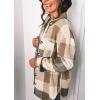 imagePRETTYGARDEN Womens Fall Clothes Plaid Shacket Jacket Trendy Casual Long Sleeve Button Down Flannel Shirts Fashion BlouseKhaki