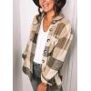 imagePRETTYGARDEN Womens Fall Clothes Plaid Shacket Jacket Trendy Casual Long Sleeve Button Down Flannel Shirts Fashion BlouseKhaki