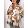 imagePRETTYGARDEN Womens Fall Clothes Plaid Shacket Jacket Trendy Casual Long Sleeve Button Down Flannel Shirts Fashion BlouseKhaki