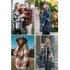 imagePRETTYGARDEN Womens Fall Clothes Plaid Shacket Jacket Trendy Casual Long Sleeve Button Down Flannel Shirts Fashion BlouseLight Grey