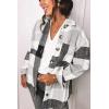 imagePRETTYGARDEN Womens Fall Clothes Plaid Shacket Jacket Trendy Casual Long Sleeve Button Down Flannel Shirts Fashion BlouseLight Grey