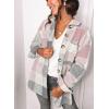 imagePRETTYGARDEN Womens Fall Clothes Plaid Shacket Jacket Trendy Casual Long Sleeve Button Down Flannel Shirts Fashion BlousePink