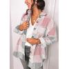 imagePRETTYGARDEN Womens Fall Clothes Plaid Shacket Jacket Trendy Casual Long Sleeve Button Down Flannel Shirts Fashion BlousePink