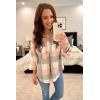 imagePRETTYGARDEN Womens Fall Clothes Plaid Shacket Jacket Trendy Casual Long Sleeve Button Down Flannel Shirts Fashion BlousePink