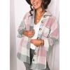 imagePRETTYGARDEN Womens Fall Clothes Plaid Shacket Jacket Trendy Casual Long Sleeve Button Down Flannel Shirts Fashion BlousePink