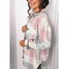 imagePRETTYGARDEN Womens Fall Clothes Plaid Shacket Jacket Trendy Casual Long Sleeve Button Down Flannel Shirts Fashion BlousePink