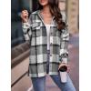 imagePRETTYGARDEN Womens Fall Clothes Plaid Shacket Jacket Trendy Casual Long Sleeve Button Down Flannel Shirts Fashion BlousePlaid Black White