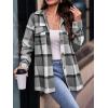 imagePRETTYGARDEN Womens Fall Clothes Plaid Shacket Jacket Trendy Casual Long Sleeve Button Down Flannel Shirts Fashion BlousePlaid Black White