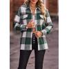 imagePRETTYGARDEN Womens Fall Clothes Plaid Shacket Jacket Trendy Casual Long Sleeve Button Down Flannel Shirts Fashion BlousePlaid Dark Green White