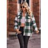 imagePRETTYGARDEN Womens Fall Clothes Plaid Shacket Jacket Trendy Casual Long Sleeve Button Down Flannel Shirts Fashion BlousePlaid Dark Green White