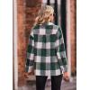 imagePRETTYGARDEN Womens Fall Clothes Plaid Shacket Jacket Trendy Casual Long Sleeve Button Down Flannel Shirts Fashion BlousePlaid Dark Green White