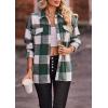 imagePRETTYGARDEN Womens Fall Clothes Plaid Shacket Jacket Trendy Casual Long Sleeve Button Down Flannel Shirts Fashion BlousePlaid Dark Green White
