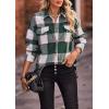 imagePRETTYGARDEN Womens Fall Clothes Plaid Shacket Jacket Trendy Casual Long Sleeve Button Down Flannel Shirts Fashion BlousePlaid Dark Green White