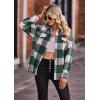 imagePRETTYGARDEN Womens Fall Clothes Plaid Shacket Jacket Trendy Casual Long Sleeve Button Down Flannel Shirts Fashion BlousePlaid Dark Green White