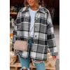 imagePRETTYGARDEN Womens Fall Clothes Plaid Shacket Jacket Trendy Casual Long Sleeve Button Down Flannel Shirts Fashion BlousePlaid Grey