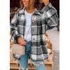 imagePRETTYGARDEN Womens Fall Clothes Plaid Shacket Jacket Trendy Casual Long Sleeve Button Down Flannel Shirts Fashion BlousePlaid Grey