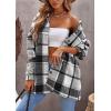 imagePRETTYGARDEN Womens Fall Clothes Plaid Shacket Jacket Trendy Casual Long Sleeve Button Down Flannel Shirts Fashion BlousePlaid Grey
