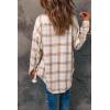 imagePRETTYGARDEN Womens Fall Clothes Plaid Shacket Jacket Trendy Casual Long Sleeve Button Down Flannel Shirts Fashion BlousePlaid Khaki