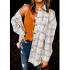 imagePRETTYGARDEN Womens Fall Clothes Plaid Shacket Jacket Trendy Casual Long Sleeve Button Down Flannel Shirts Fashion BlousePlaid Khaki