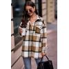 imagePRETTYGARDEN Womens Fall Clothes Plaid Shacket Jacket Trendy Casual Long Sleeve Button Down Flannel Shirts Fashion BlousePlaid Khaki White