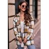 imagePRETTYGARDEN Womens Fall Clothes Plaid Shacket Jacket Trendy Casual Long Sleeve Button Down Flannel Shirts Fashion BlousePlaid Khaki White