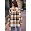 imagePRETTYGARDEN Womens Fall Clothes Plaid Shacket Jacket Trendy Casual Long Sleeve Button Down Flannel Shirts Fashion BlousePlaid Khaki White