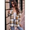 imagePRETTYGARDEN Womens Fall Clothes Plaid Shacket Jacket Trendy Casual Long Sleeve Button Down Flannel Shirts Fashion BlousePlaid Khaki White
