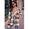 imagePRETTYGARDEN Womens Fall Clothes Plaid Shacket Jacket Trendy Casual Long Sleeve Button Down Flannel Shirts Fashion BlousePlaid Khaki White