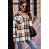imagePRETTYGARDEN Womens Fall Clothes Plaid Shacket Jacket Trendy Casual Long Sleeve Button Down Flannel Shirts Fashion BlousePlaid Khaki White