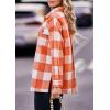 imagePRETTYGARDEN Womens Fall Clothes Plaid Shacket Jacket Trendy Casual Long Sleeve Button Down Flannel Shirts Fashion BlousePlaid Orange White