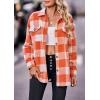 imagePRETTYGARDEN Womens Fall Clothes Plaid Shacket Jacket Trendy Casual Long Sleeve Button Down Flannel Shirts Fashion BlousePlaid Orange White
